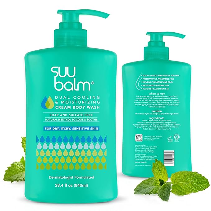 Anti Itch Body Wash, Psoriasis Body Wash, Eczema Body wash for adults, Moisturising Cleanser for Dry Itchy Relief, Derm-Formula, Menthol & Shea Butter, Sulfate Free, 28.4 fl oz