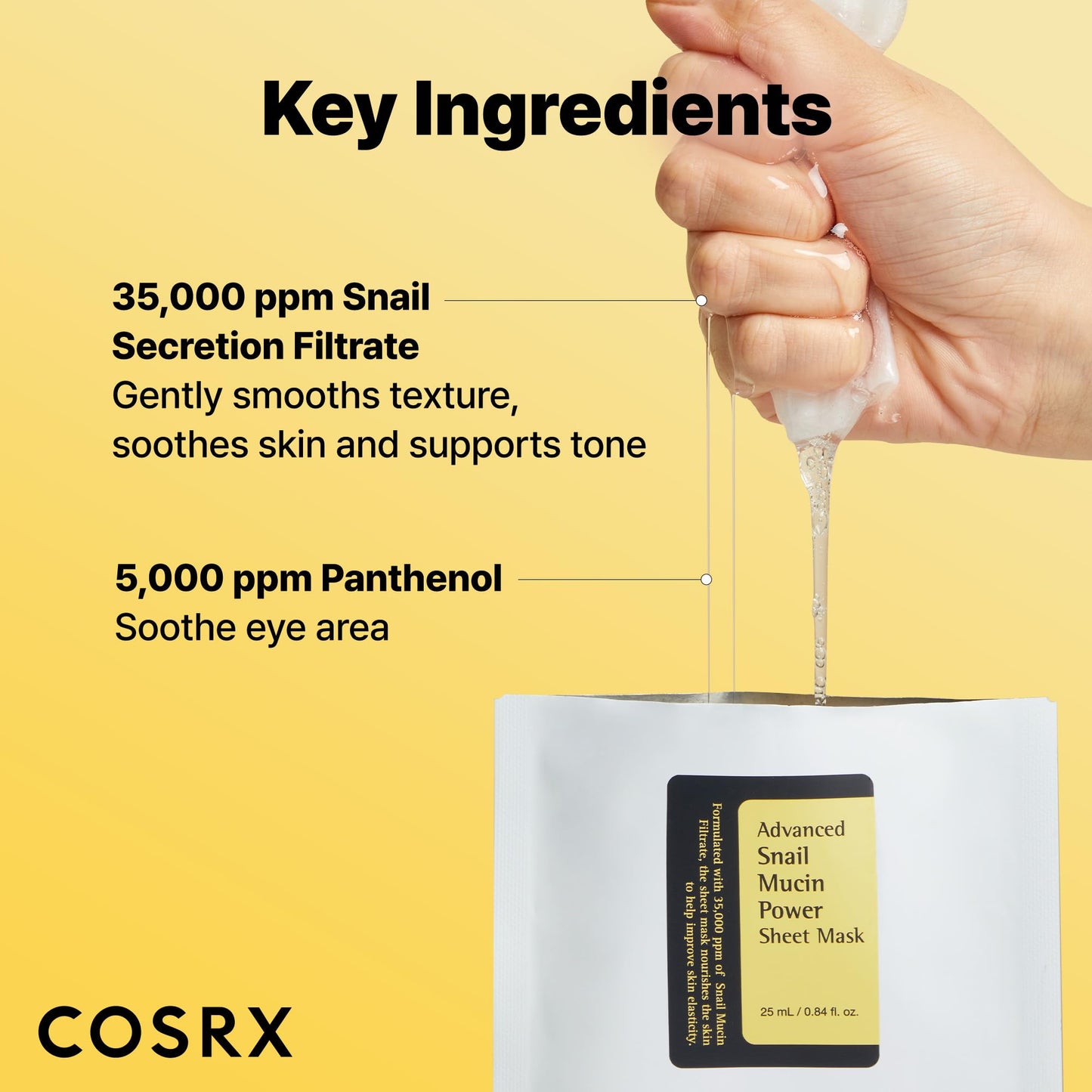COSRX Snail Mucin Sheet Mask 10 EA with Snail Mucin Serum, Self Care, Face Masks for Dry, Sensitive Skin, Not Tested on Animals, No Parabens, No Sulfates, Korean Skin Care
