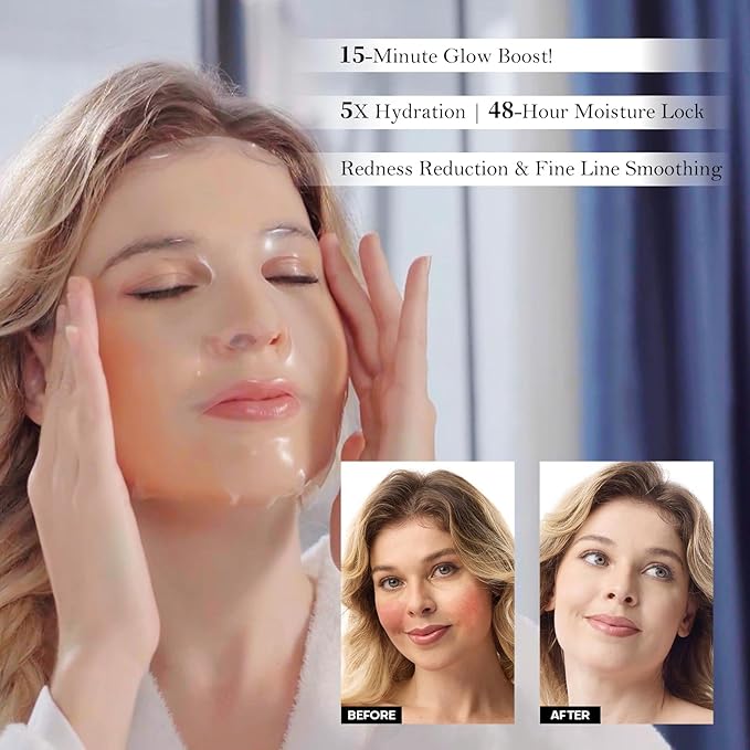 Bioactive Collagen Face Mask for Women & Men Skin Care Beauty SPA,Separated Essence 33ml and Powder Membrane, Hydrating,Repairing,Brightening,Revitalizing, Anti-Aging (5 pairs)