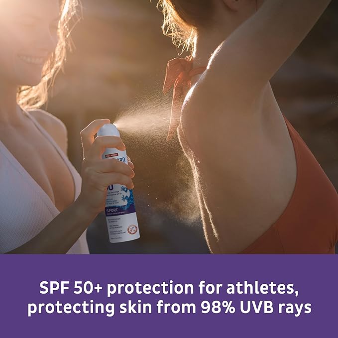 BLUE LIZARD Sport Mineral Sunscreen Spray SPF 50+, Dermatologist-Recommended Brand, Broad-Spectrum UVA/UVB Protection, Water-Resistant, Zinc Oxide Formula, Vegan, 5 fl oz (Pack of 2)