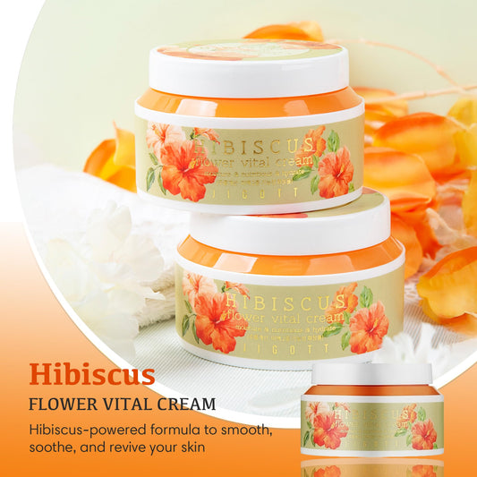 Jigott - Hibiscus Flower Vital Cream 3.38 FL OZ/ 100ml, K-Beauty Korean Skincare