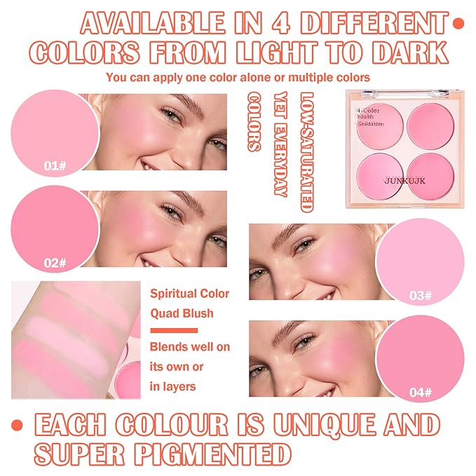 Blush Palette,Shimmer Silky Matte Blush Powder Palette,Professional Cute Brush 01