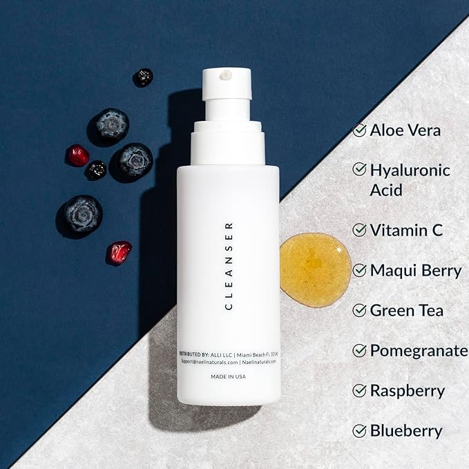 Gentle Face Cleanser - All Natural Anti Aging Vitamin C Face Wash for Sensitive & Dry Skin with Hyaluronic Acid & Antioxidants - Vegan & Cruelty Free, 4 oz