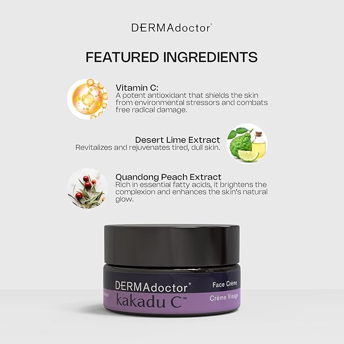 DERMAdoctor Vitamin C Face Cream for Aging Skin | Facial Moisturizer Wrinkle Cream with Vitamin C for Face - Targets Fine Lines, Wrinkles, Dullness, Aging, and Dehydrated Skin Daily moisturizer -1 oz