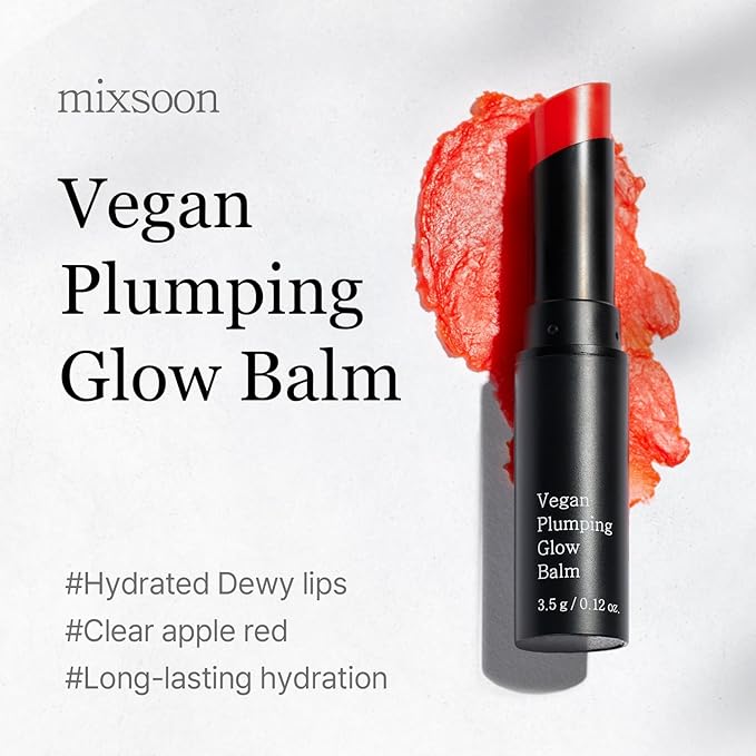 mixsoon Vegan Plumping Glow Balm 0.12 Oz / 3.5g Lip Plumper Balm Moisturizer Glow Korean Glass Skin Care