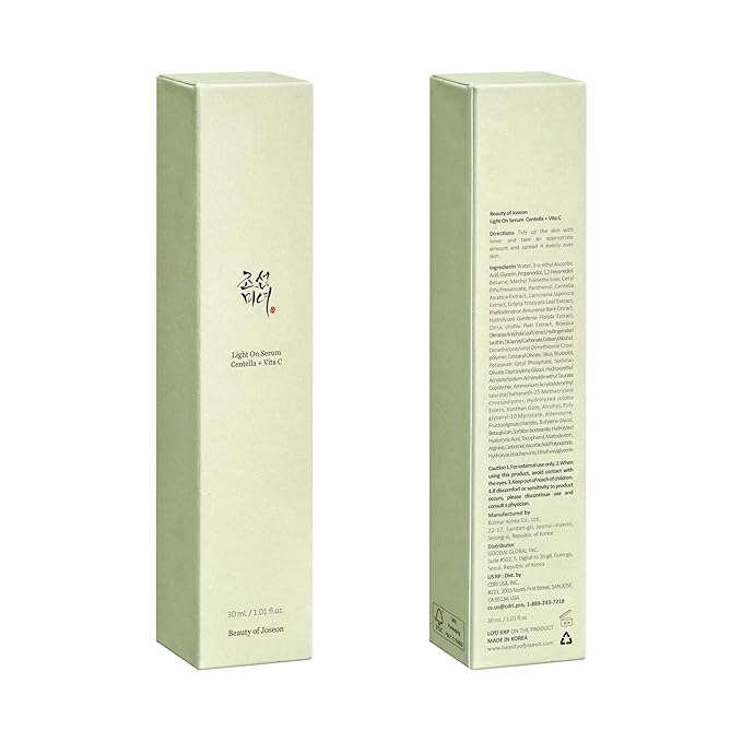 Beauty of Joseon Light On Serum Vitamin C Centella Dark Spot Fine Lines Pigmentation Correcting Serum, Hydrating Moisturizer, Korean Skin Care for Men and Women, 30ml, 1 fl.oz