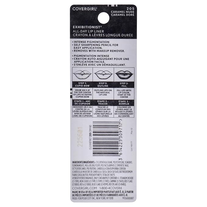 COVERGIRL Exhibitionist Lip Liner, Caramel Nude 205, 0.012 Ounce (Pack of 2)