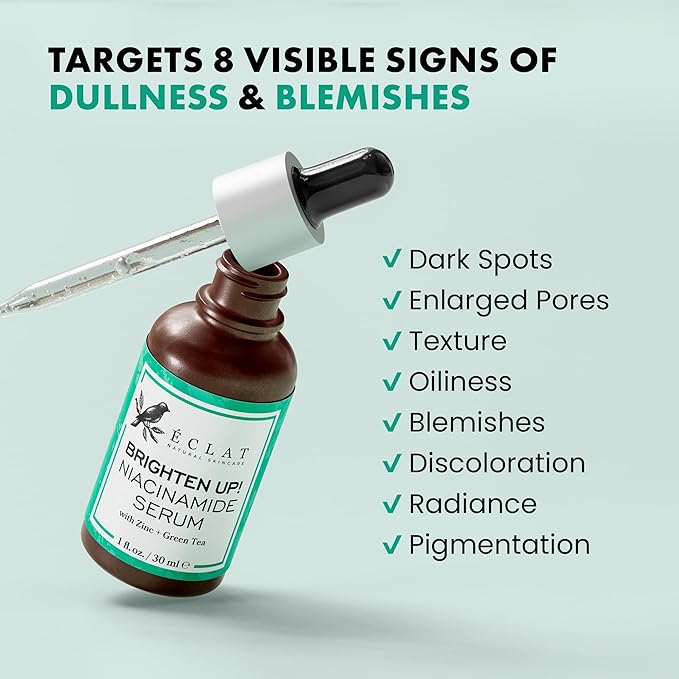 Eclat Skincare Niacinamide Serum - Pore Minimizer for Uneven Complexion - Brightening Niacinamide Serum for Face - Lightening & Moisturizing Skin Care for Dark Spots 1 fl oz