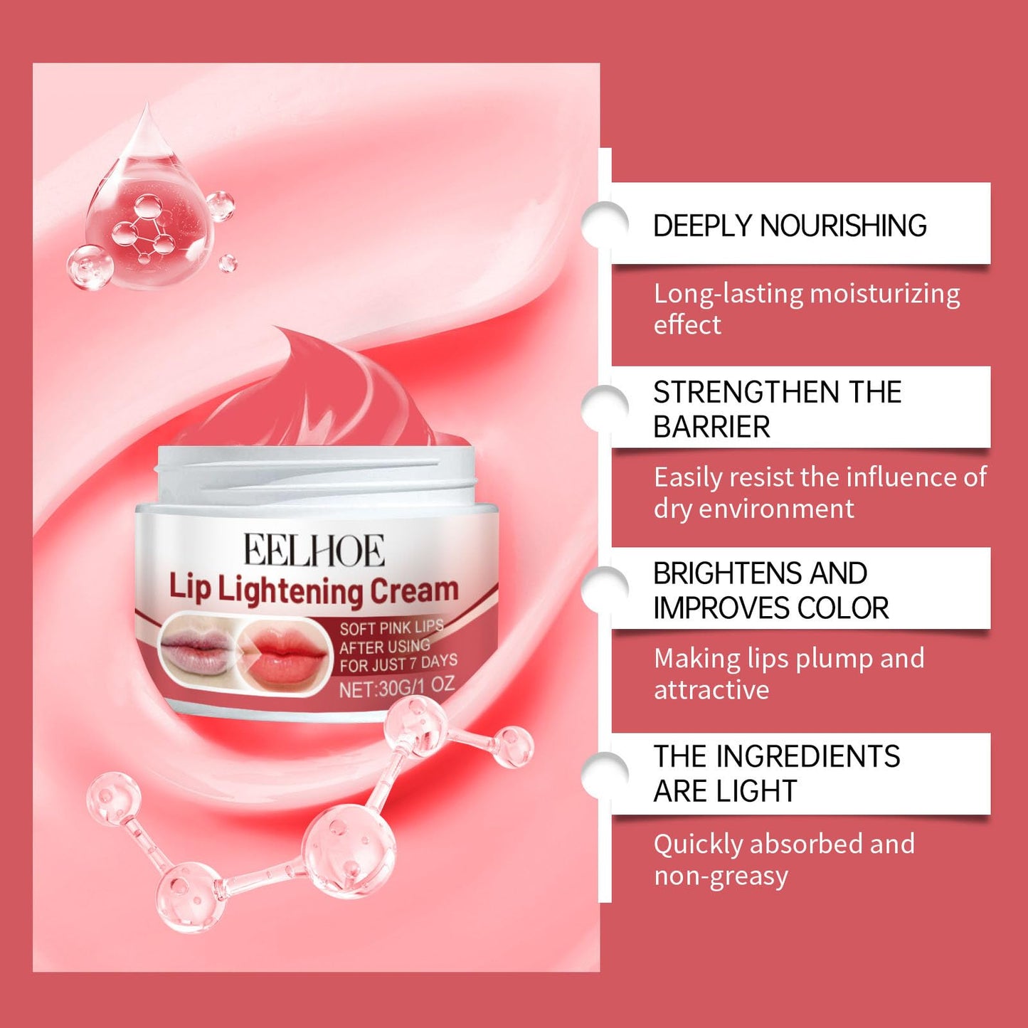 Lemon Lip Lightening Cream, Lip Balms & Moisturizers Lip Lightening for Dark Lips, Natural Lip Exfoliator with Shea Butter and Vitamin E, Lip Lightener for Dry, Chapped, Reduce Fine Lines Lip