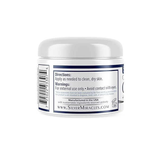 Silver Miracles Colloidal Silver Cream - 4oz - Colloidal Silver Skin Healing Cream - Scent And Dye Free - Moisturizes Dry Skin - Made With 99.999% Pure Silver