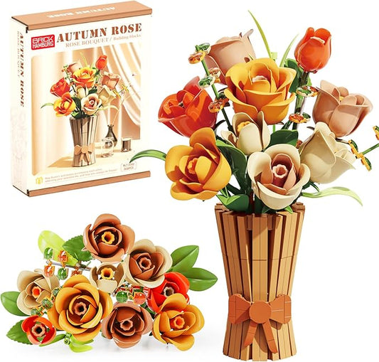 Flowers Bouquet Building Set 868 PCS Rose Botanical Collection Kit Artificial Flowers Toys Botanical Collection DIY Unique Home&Office Bonsai Decoration Gift for Valentine's Day Mother's Day Christmas