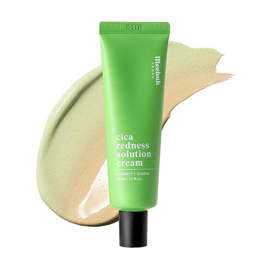 Meebak Cica Redness Solution Cream | Redness Relief for Face | Green Color-Corrector | BB Cream for Sensitive Skin | Green Color Corrector - Fair to Medium Skin