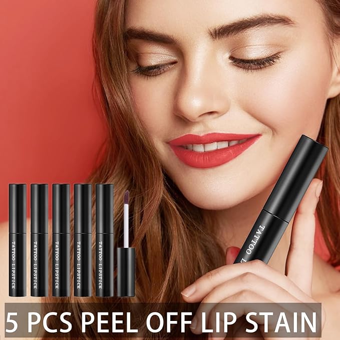5 Colors Peel Off Lip Stain, Waterproof Long
