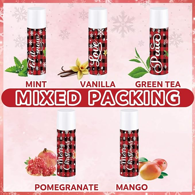 Dunzy 50 Pcs Christmas Lip Balm Moisturizing