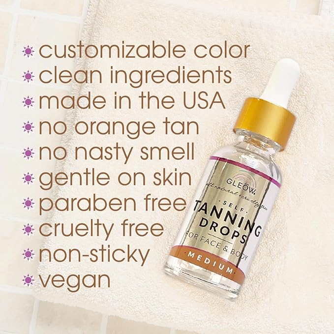 Face Tanning Drops to Add to Moisturizer, Face Self Tanner Bronzing Drops, Quick Tan Drops, Self Tanning Drops for Face and Body 1oz