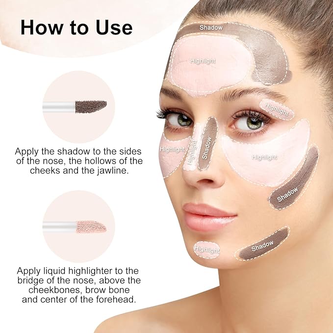 2 in 1 Bronzer and Highlighter Stick,Non-greasy &