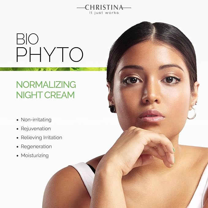 -CHRISTINA- Bio Phyto Normalizing Night Cream with Hyaluronic Acid & Vitamin E | Stress Reducing& Barrier Strengthening Night Cream for Face for Oily & Combination Skin 75ml