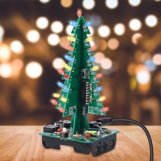 3D Christmas Tree Soldering Kit, Icstation DIY Soldering Practice Kit Spectrum Light Xmas Tree Soldering Assemble Kit for Teaching Learning STEM Educational Christmas Present and Decoration