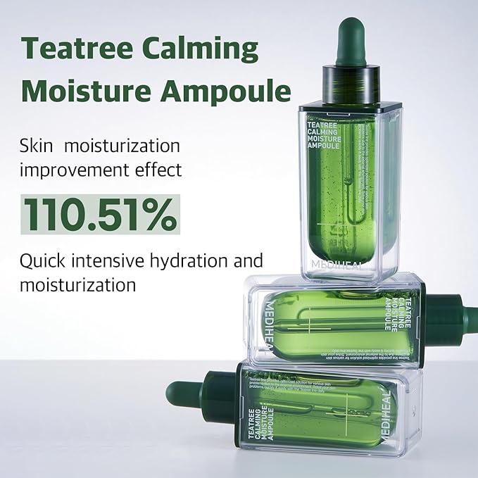 MEDIHEAL Teatree Calming Moisture Ampoule (1.7 fl oz, 1 Pack) - Quick Calming and Deep Hydrating with Teatree Leaf Water 92% for Sensitive Skin Type