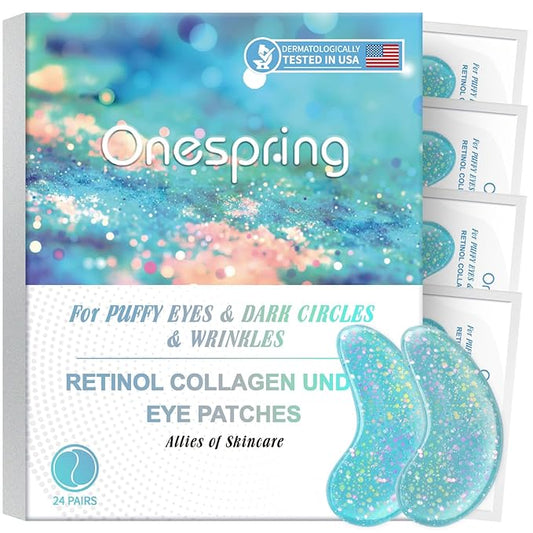 Eye Masks, Under Eye Patches for Puffiness, Retinol Collagen Eye Gel Pads, Reduce Wrinkles, Eye Bags & Dark circles - Face Mask Skincare, Anti Aging & Moisturizer, 24 Pairs