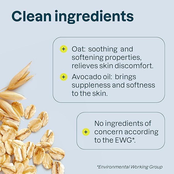 ATTITUDE Body Cream for Sensitive Skin with Oat, EWG Verified, Dermatologically Tested, Vegan, Avocado Oil, 8 Fl Oz