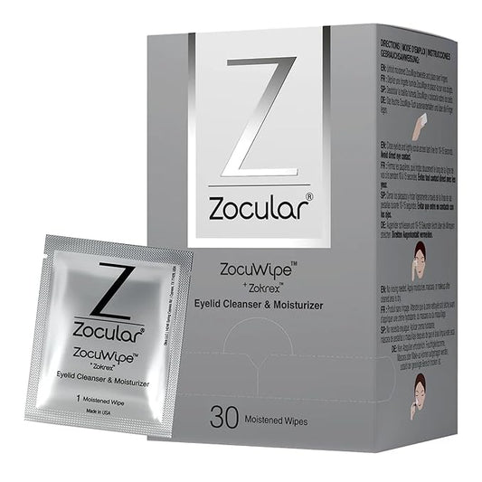 Zocuwipe Eyelid Wipes with Natural Okra Complex - Eyelid Cleanser and Moisturizer Pads - Eyelid Cleansing Wipes - Blepharitis Treatment - 15ct