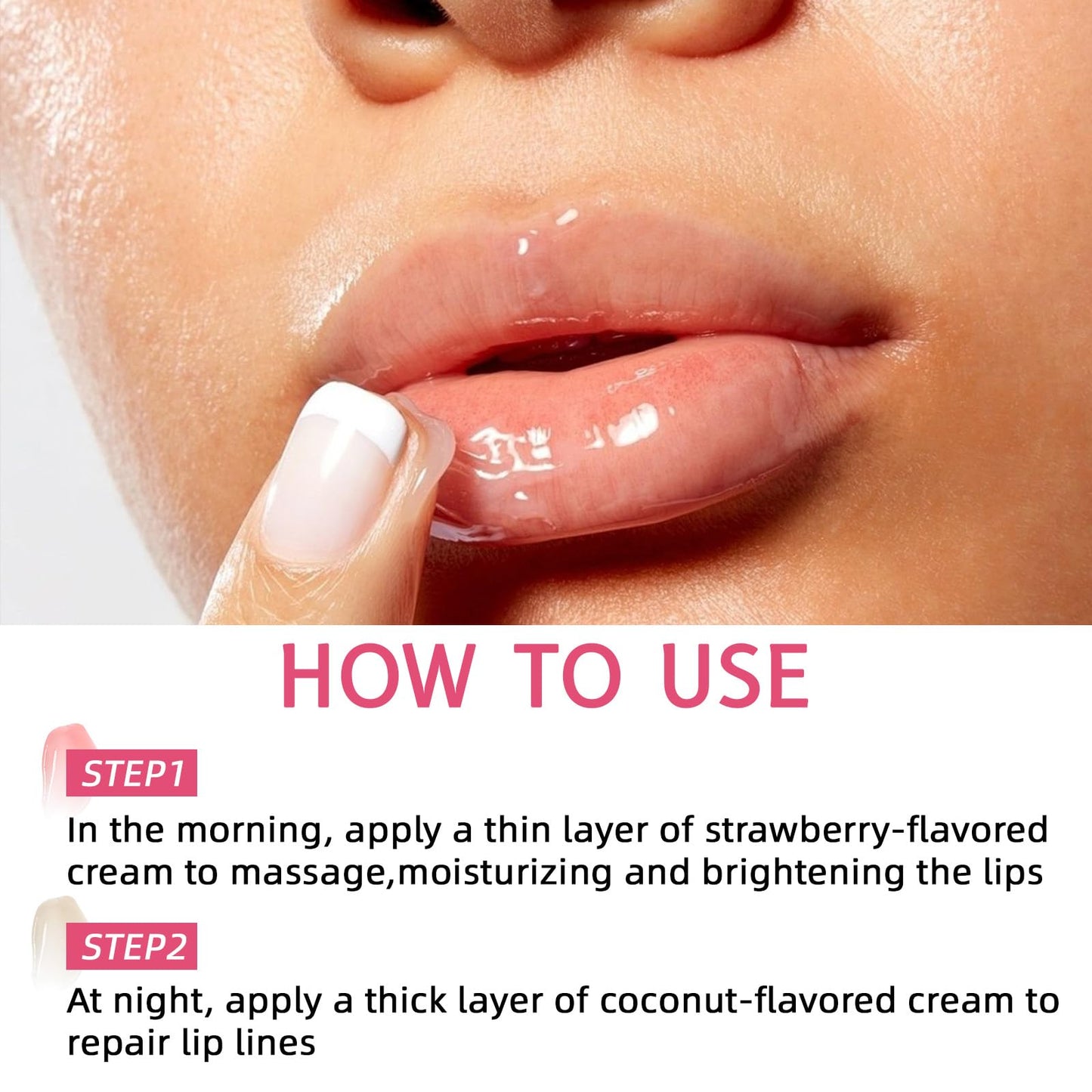 BIO-DIMOT Lip Mask Overnight Set, Strawberry Overnight Lip Mask Care Kit, Sugar Exfoliator for Dark Lips, Lip Sleeping Mask with Silicone Brush, 0.7 oz/2-piece