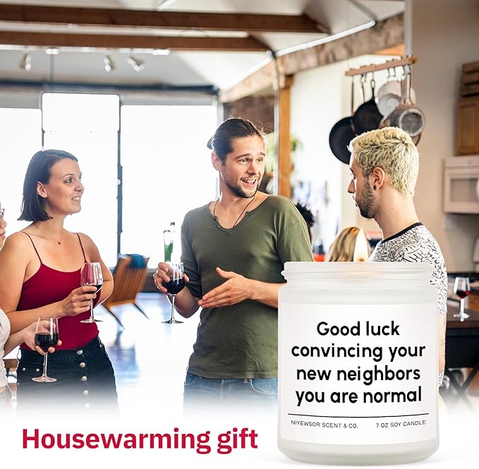 Niyewsor House Warming Gifts, New House/Home Candle, Funny Housewarming Gift for Friends, New Homeowner Gifts, First Apartment Essentials, Moving Away Gift, Handmade, 7oz