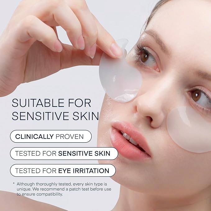 TEREZ & HONOR Under Eye Patches for Dark Circles - 60 Korean Hydrogel Masks for Puffiness, Bags with Caffeine, Hyaluronic Acid, Niacinamide - Undereye Brightening, Hydrating, Anti-Wrinkle & Cooling