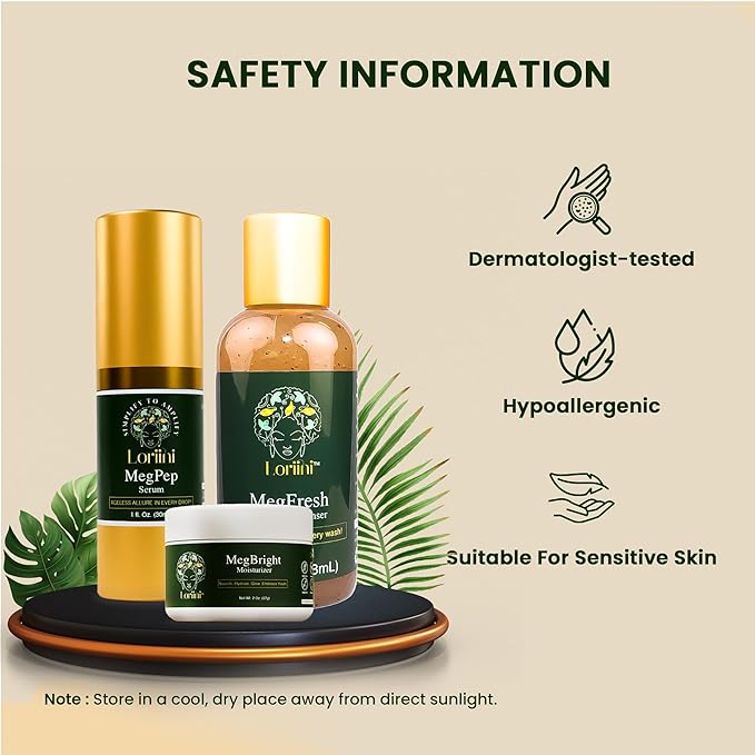 Meg collection - Skincare Set for Women | MegPep Hyaluronic Acid Face Serum - Anti-Aging | MegFresh Hydrating Cleanser- Exfoliating Face Wash | Megbrigt Moisturizer- Dark spots