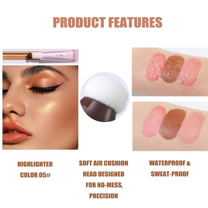 Highlighter Makeup, Liquid Highlighter Beauty Wand, Long Lasting Fl Oz