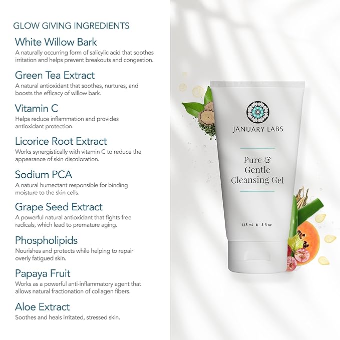 Pure & Gentle Face Cleanser Gel, Face Wash for All Skin Types, Dry Skin, Sensitive, Acne Prone Skin, Skin Care Essential, 5 Oz