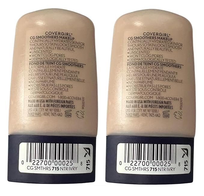 Pack of 2 CoverGirl CG Smoothers Hydrating Makeup, Ivory 715