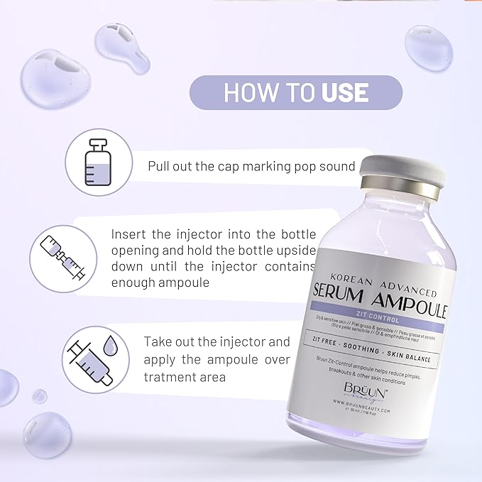 BRÜUN AC - Control Clear and Pure Vita Plus Ampoule - Micro Needling Korean Booster for Face and Body to Use with and without Derma Pen Microneedling Skin Care Serum 1.18 oz