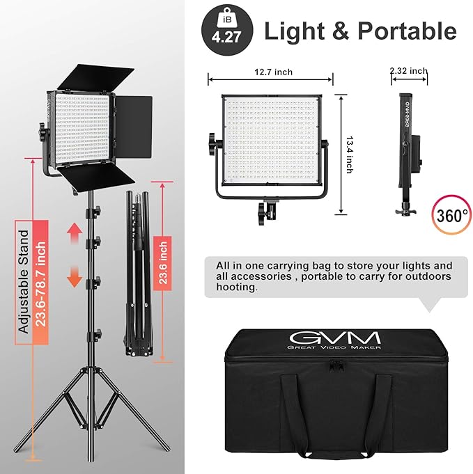 GVM RGB Video Lights with APP Control, 50W Full Color Studio Video Lighting Kit, Led Video Lights for YouTube Photography Lighting, 3 Packs Led Light Panel, Aluminum Alloy Shell, 3200K-5600K