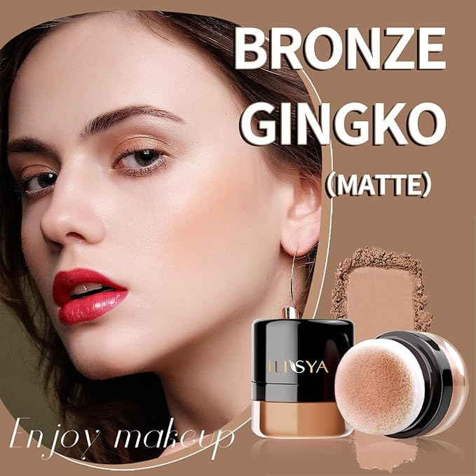 Face Blush Powder Makeup Soft Mushroom Blush for (Bronze Gingko)