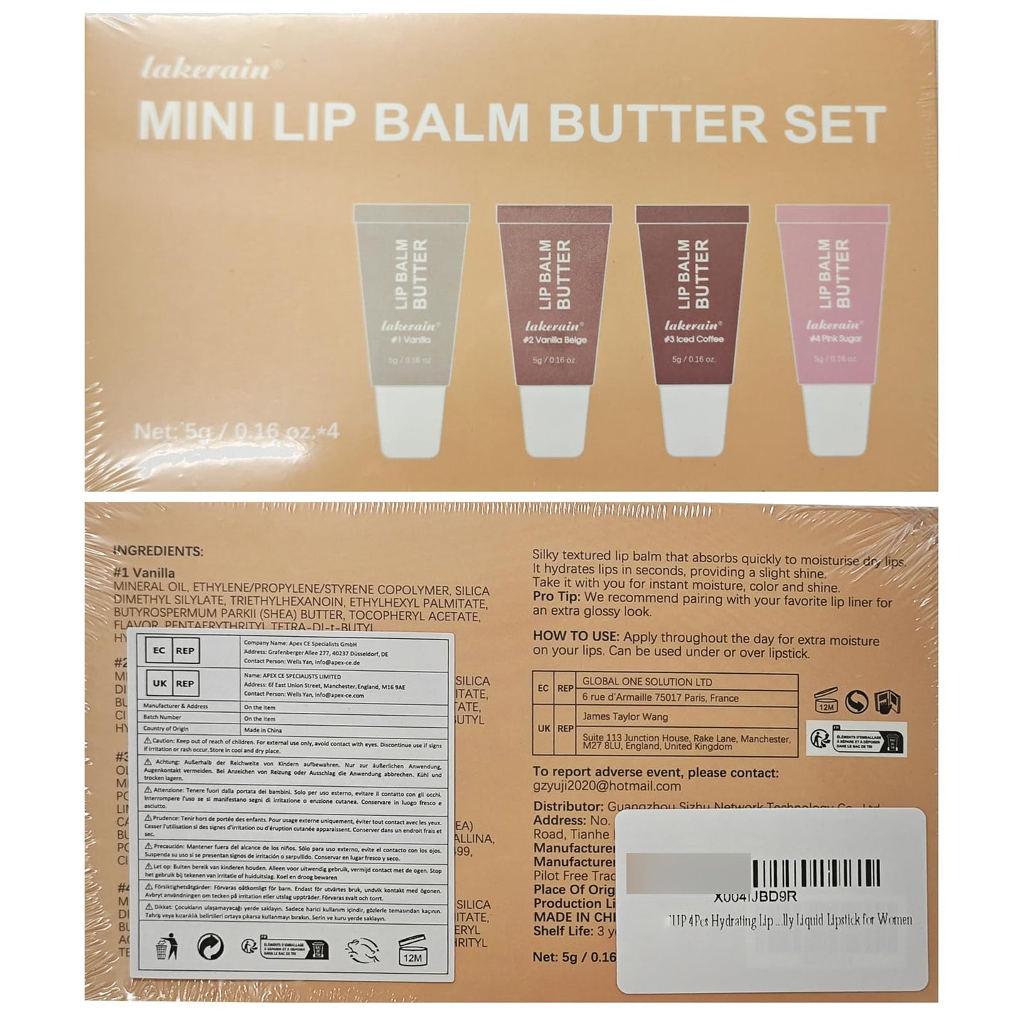 4Pcs Hydrating Lip Gloss Set, Mini Lip Butter Balm Pack, High Shine Glass Finish Lip Moisturizing Plumping Lip Gloss Shiny Jelly Liquid Lipstick for Women