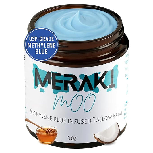 Methylene Blue Tallow Balm for Face – Beef Tallow Moisturizer with Coconut Oil and Honey – Methylene Blue Face Cream for All Skin Types – 3 oz