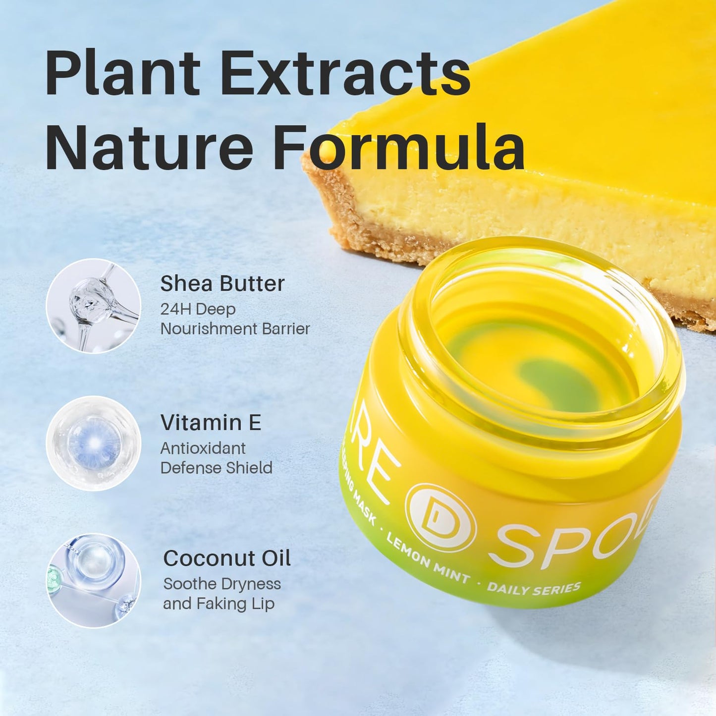 SPODARE Lip Mask, Overnight Lip Sleeping Mask, Lip Moisturizer for Dry Cracked Lips Care, Dual-Color Korean Lips Balm with Vitamin C and Shea Butter for Nourishing and Softening Lips - Lemon Mint