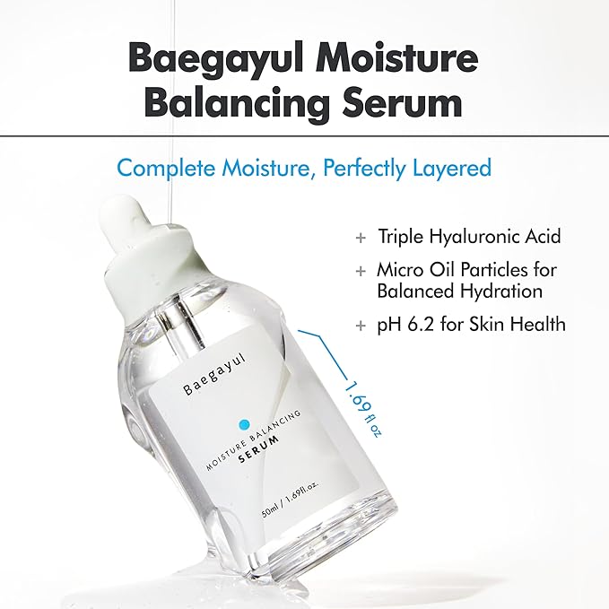 Moisture Balancing Serum - Hydrating & Soothing with Hyaluronic Acid and PHA, Botanical Moisturizer for Sensitive Skin, pH Balanced for Glass Skin, Korean Skincare (1.69fl oz)