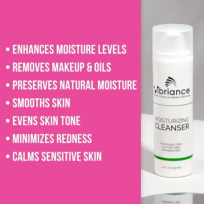Vibriance Moisturizing Cleanser - Hydrating Sensitive Daily Face Wash, Gentle Facial Cleanser for Mature Skin, Women Over 50