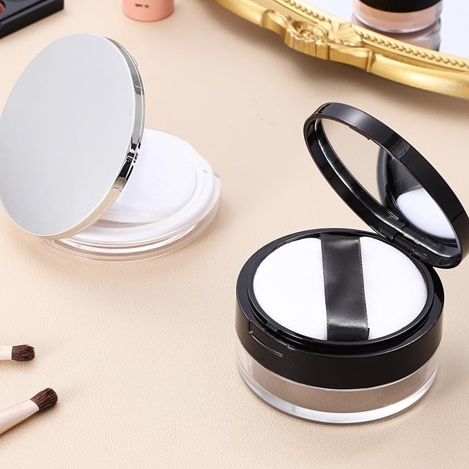 Beaupretty 2 Pieces Loose Powder Container with Puff 0.7 oz