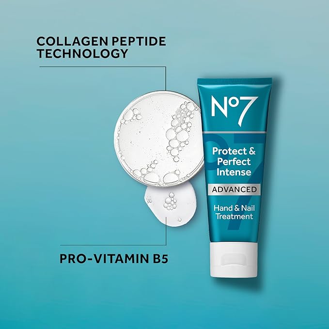 No7 Protect & Perfect Intense Advanced Nourishing Hand and Nail Cream - Anti Aging Hand Cream with Vitamin B5 - Contains Matrixyl 3000+ Collagen Peptide Anti Wrinkle Technology (75 ml)