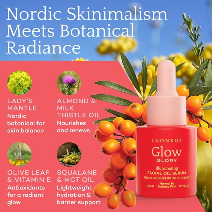 Glory Oil Face Serum 20ml – Brightening & Moisturizing Serum for Normal & Aging Skin, Nourishing Plant-Based Formula for Radiant, Hydrated Skin – Day & Night Use