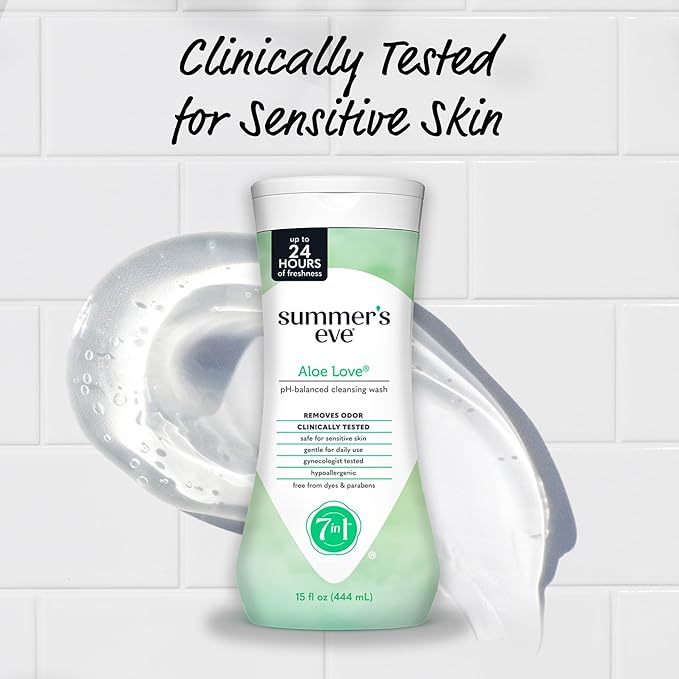 Summer's Eve Aloe Love Gentle Daily All Over Feminine Body Wash, Removes Odor, Feminine Wash pH Balanced, 15 fl oz, 3 Pack