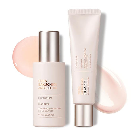 PDRN Ampoule and PDRN Cream, CUSKIN Korean Skin Care with Salmon DNA, Plant Based Bakuchiol, Moisturizing Bifida