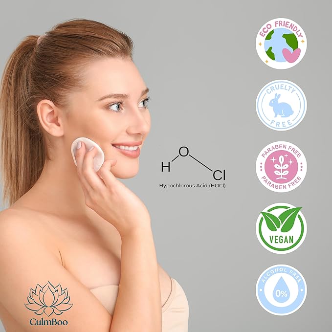 Hypochlorous Acid Spray for Face & Skin - Acne Prone Skin, Eczema, Natural Tattoo Aftercare, Piercing Aftercare Spray, Eye Lash Cleanser, Face Mist Toner, Wound Care Cleanser, 8 Fl Oz 1 Pack