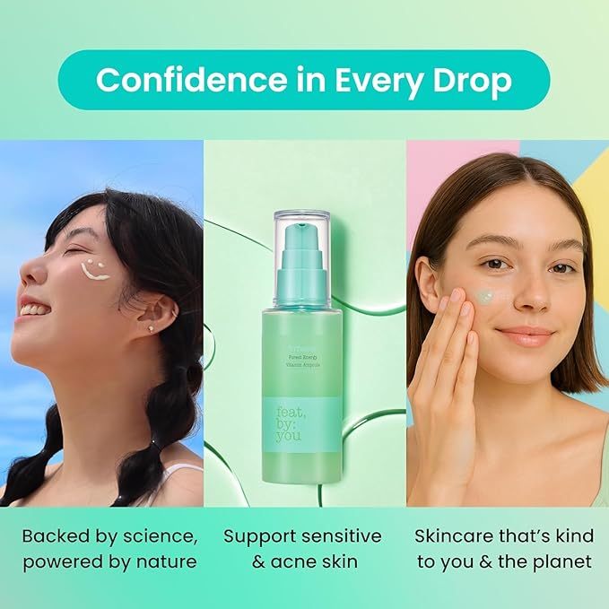 Feat By You ViTassie Forest Energy Vitamin Ampoule Solution - (2.70 fl.oz) Korean Skin Care Serum with Vitamin C, Niacinamide, Hyaluronic Acid, Fast Absorbing, Non-Greasy, Hydrating