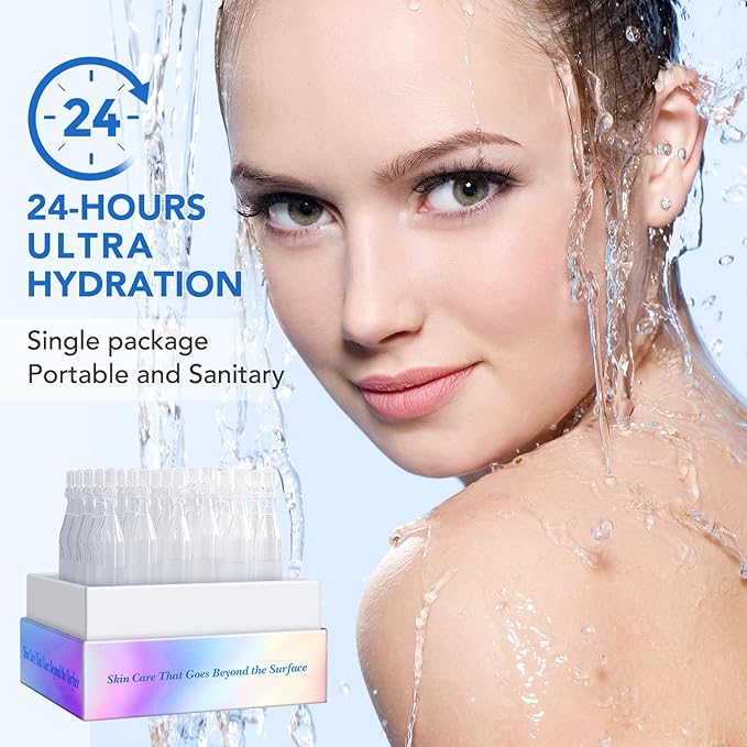 3% Hyaluronic Acid Serum for Face,Ultra-Hydrating Wake Nature Perfection Hyaluronic Acid, Hydration & Moisture Facial Serum for Fine Lines & Wrinkles, Single-Use (1.2 ml)*30