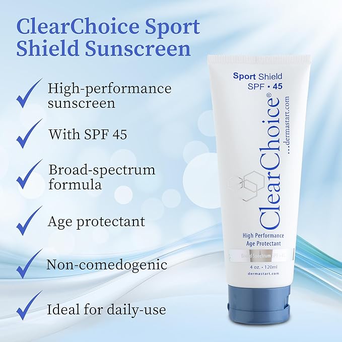ClearChoice Sport Shield Sunscreen - Natural Face Sunscreen for Daily Use, SPF 45-4 Ounces